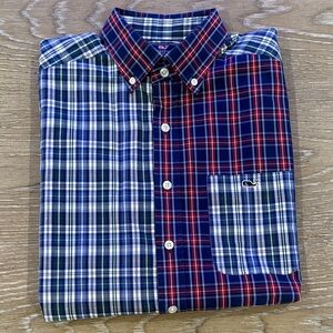 Vineyard Vines Men's Dual Checkered Shirt - Blue and Red